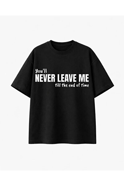 COMVİCHO Never Leave Me Printed Black T-Shirt