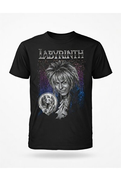 COMVİCHO Labyrhinth 2 Printed Black T-Shirt