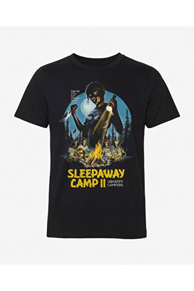 COMVİCHO Sleepaway Camp Printed Black T-Shirt
