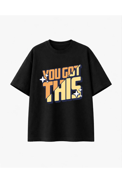 COMVİCHO You Got This Printed Black T-Shirt