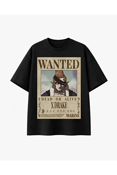 COMVİCHO Wanted Xdrake Printed Black T-Shirt