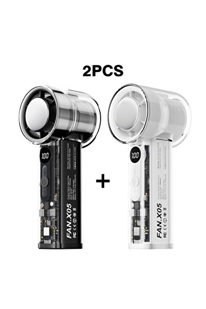 Choice1 مروحة يدوية محمولة X05-BW-2PC بسعة 3000 مللي أمبير - يحافظ على البرود...