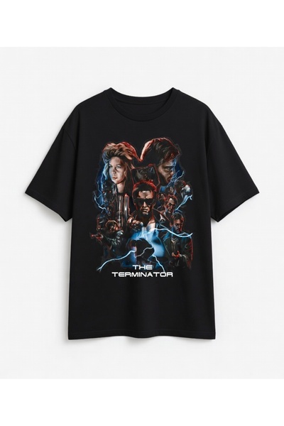COMVİCHO تي شيرت أسود من فيلم The Terminator 2 مطبوع