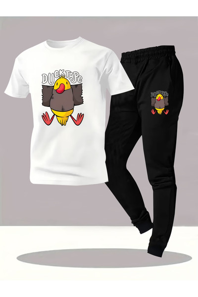 Flow touch Duck Printed Oversized Bottom Top Tracksuit Set