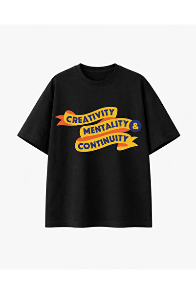 COMVİCHO كرياتيفيتي مطبوع تي شيرت أسود