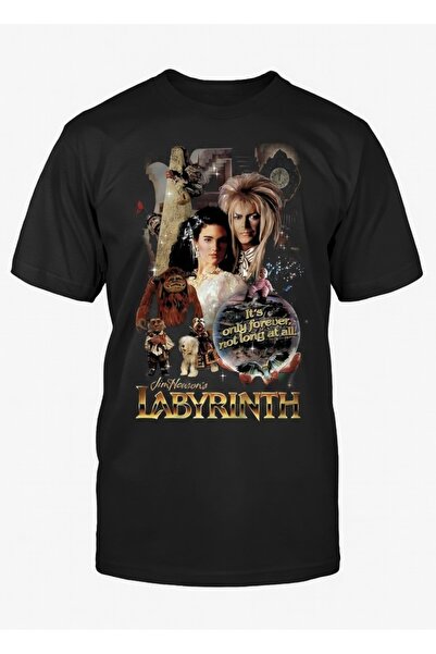 COMVİCHO Labyrhinth Printed Black T-Shirt