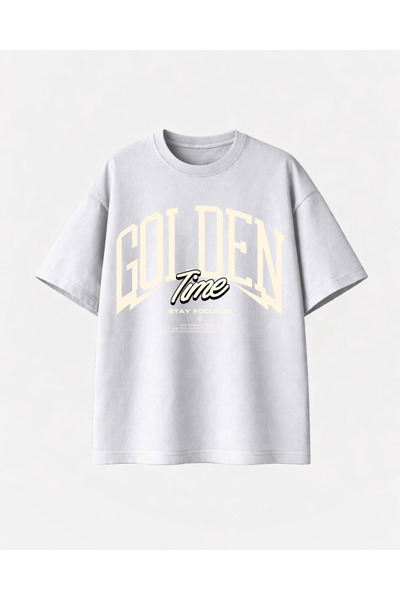 COMVİCHO تيشيرت جولدن تايم مطبوع أبيض