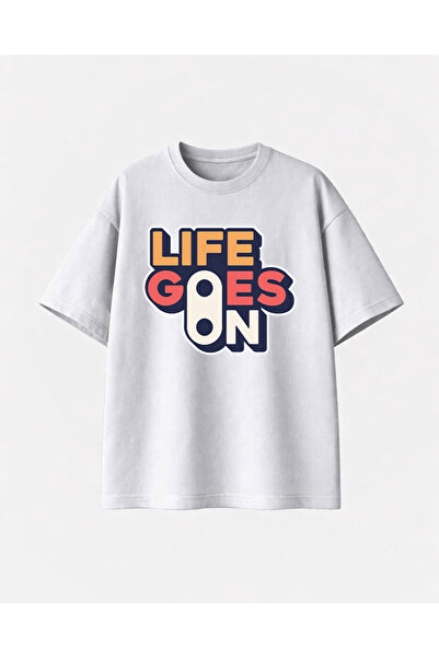 COMVİCHO Life Goes on Printed White Tshirt
