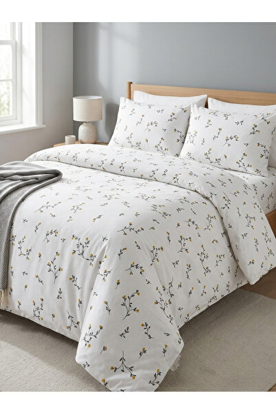 MORRİVAL Premium Double Size King Size 100% Natural Cotton Bedding Set with Z...