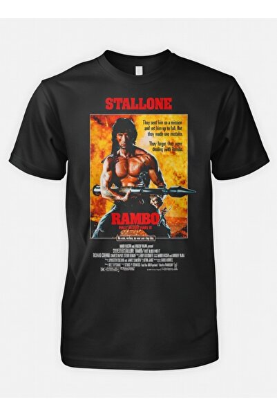 COMVİCHO Rambo 2 Printed Black T-Shirt