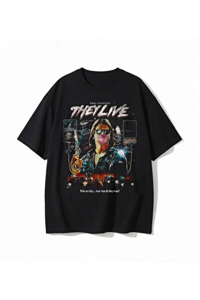 COMVİCHO They Live Printed Black T-Shirt