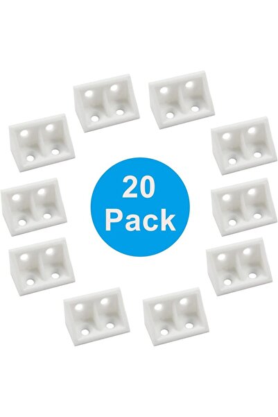 Choice 20 قطعة من دعامات الزاوية القائمة البيضاء مقاس 0.7 بوصة مع براغي، دعام...