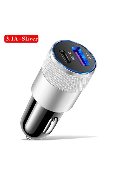 Choice3 Sliver 3.1A USB Car Charger Type C Fast Charging Phone Adapter For PD...