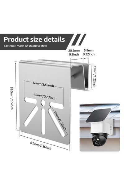 Choice 89mmx83mm silver 1pc WiTi Gutter Mount Stainless Steel Solar Security ...