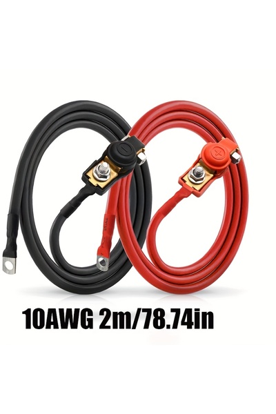 Choice1 بطارية D2 (نقية) بطول 2 متر وقطر 10AWG، مع كابل 10AWG، وأطراف موجبة و...