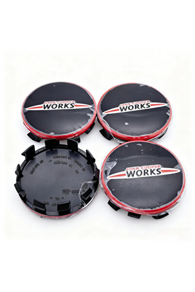 Choice 4 أغطية عجلات JCW مقاس 56 مم باللونين الأسود والأحمر، 4 أغطية مركزية ل...