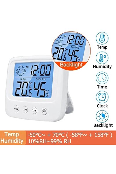 Choice WHITE LCD Digital Humidity Meter Baby Room Thermometer with Backlight ...