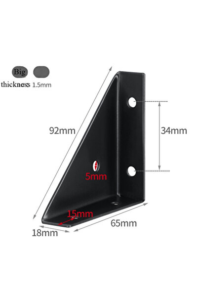 Choice 10 قطع من دعامات حديدية سوداء شديدة التحمل على شكل حرف L، بزاوية 90 در...