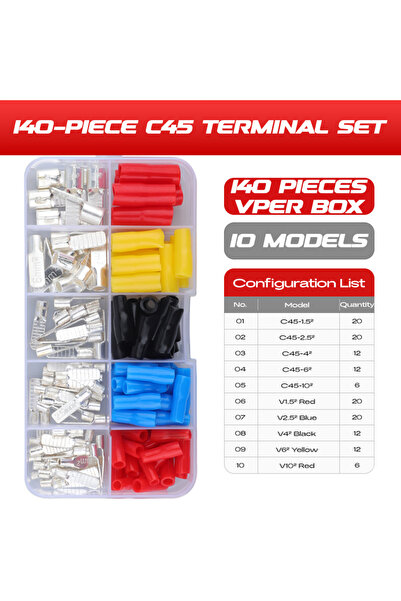 Choice1 مجموعة من 140 قطعة / مجموعة من 260 قطعة، موصلات C45، مقاس 1.5-10 مم² ...