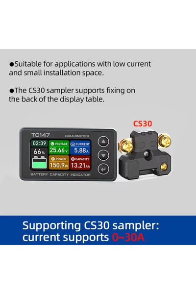 Choice1 TC147-CS30(0-30A) TC147 High-precision Color Screen Coulomb Meter, 30...