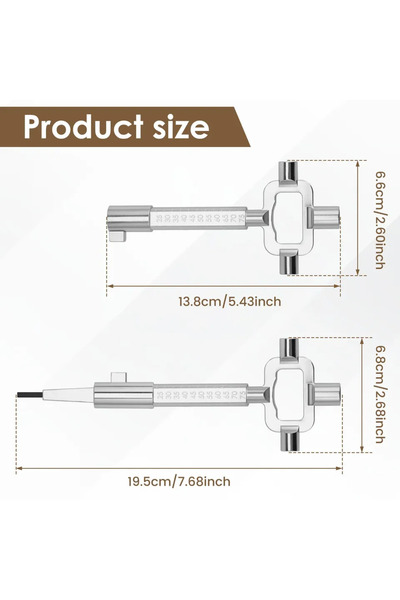 Choice Silver-2Pcs 2 Pcs Universal Ctruction Key with Measuring Scale Steel A...