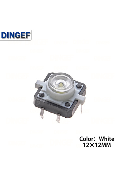 Choice3 مفتاح ضغط أبيض، 5 قطع، 12×12×7.3 مم، يعمل باللمس، مزود بمؤشر LED بخمس...