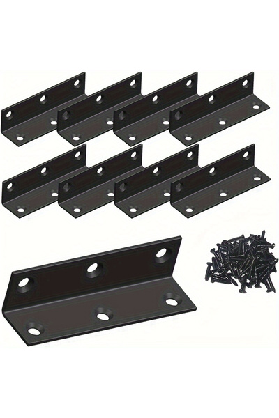 Choice دعامة سوداء على شكل حرف L مقاس 10 بوصات، 8 قطع، واقي زاوية شديد التحمل...