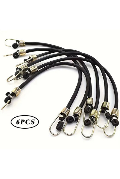 Choice 6 قطع من الحبال المطاطية السوداء شديدة التحمل مع خطافات - عبوة من 6 قط...