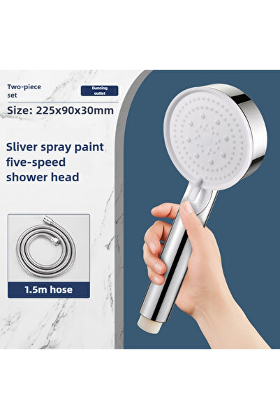 Choice1 سيلفر - قطعتان من رؤوس الدش اليدوية عالية الضغط مع حامل وخرطوم - 5 أو...