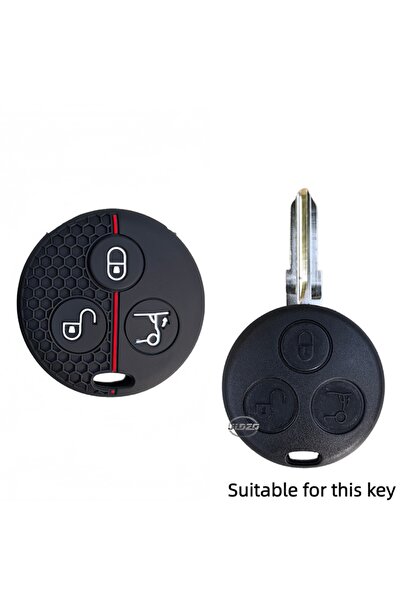 Choice غطاء حلقة مفتاح تحكم عن بعد من السيليكون الأسود بثلاثة أزرار لسيارات م...