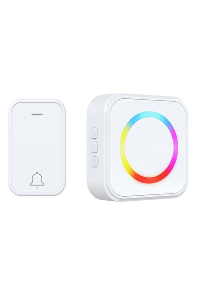 Choice5 جرس باب لاسلكي جديد يعمل ببطارية، لون أبيض، مفتاح واحد، جرس واحد، يعم...