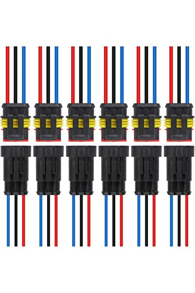 Choice 6 pairs 6 Sets 3 Pin Connector Waterproof Connector Male and Female El...