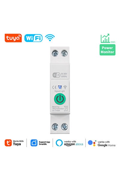 Choice1 1pcs Tuya WiFi 1P+N 63A Circuit Breaker Smart Din Rail Switch With En...