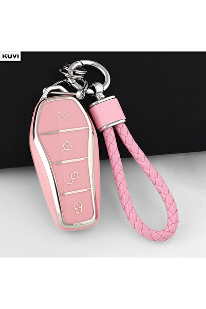 Choice15 Pink Set 3 4 Buttons Soft TPU Pink Car Key Case Cover Shell For BYD ...