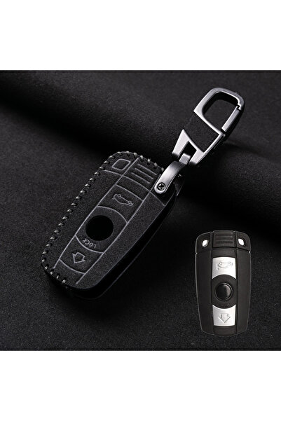 Choice black Leather Car Key Case Cover Fob For BMW E60 E61 E70 E81 E87 E90 E...