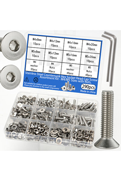 Choice 290 قطعة من مسامير سداسية الرأس غاطسة الرأس مصنوعة من الفولاذ المقاوم ...