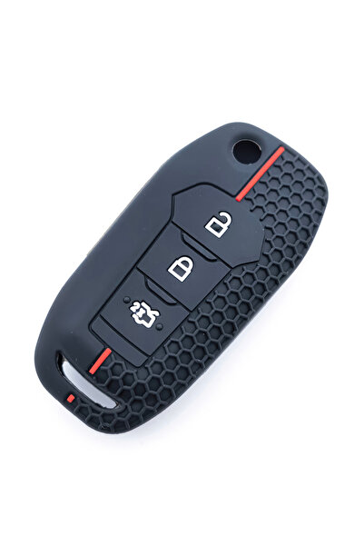 Choice Red 3 Button Silicone Car Remote Key Case Cover for Ford Figo 2017 Mon...