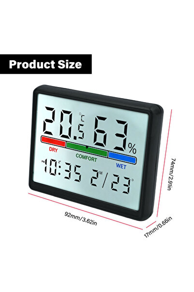 Choice مقياس حرارة ورطوبة رقمي بشاشة LCD سوداء، محطة أرصاد جوية رقمية جديدة ل...