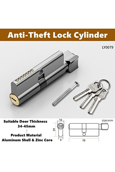 Choice4 أسطوانة قفل قابلة للاستبدال ذات قلب من الزنك لأبواب المنزل الداخلية ا...