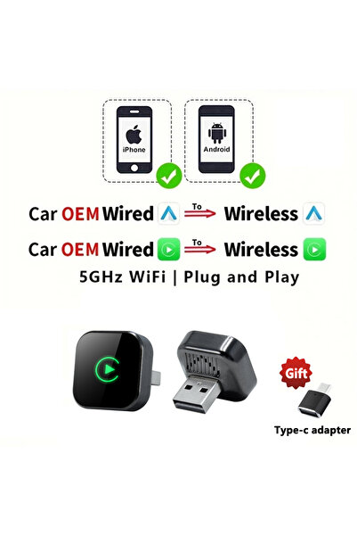 Choice1 EC15-DDQ EKIY 2in1 Wireless CarPlay Dongle Wireless Android Auto Conv...