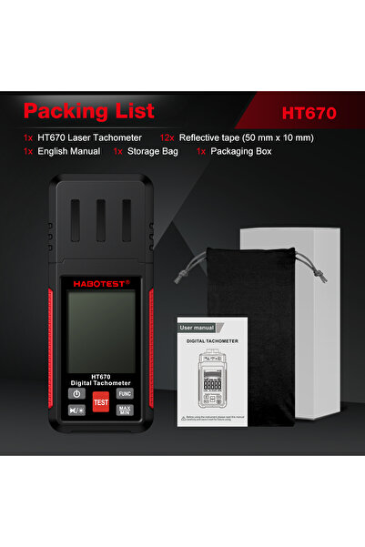 Choice مقياس سرعة الدوران الرقمي بالليزر HT670 من هابوتست، يعمل بدون تلامس، و...