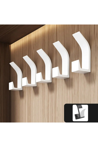 Choice خطافات حائط بيضاء، 5 قطع، لا تحتاج إلى حفر، خطاف مزدوج، خطاف للملابس، ...