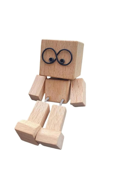 Choice1 مجسم رجل خشبي يهتز، مصنوع يدويًا، مع نظارات من mu-Have، دمية خشبية بأ...