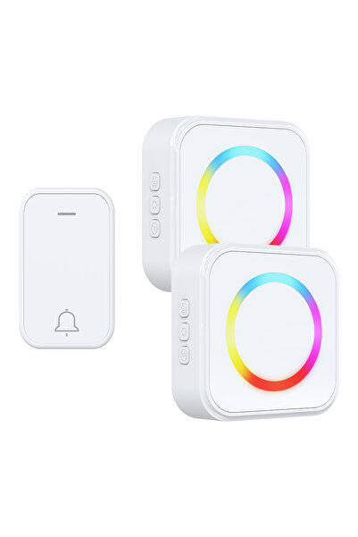 Choice11 جرس باب لاسلكي جديد يعمل ببطارية، لون أبيض، مفتاح واحد، جرسان، يعمل ...