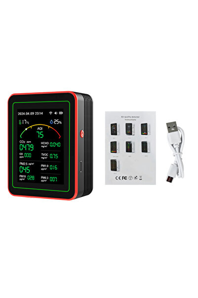 Choice جهاز قياس جودة الهواء المحمول بشاشة TFT مقاس 15 بوصة، أسود اللون، مزود...