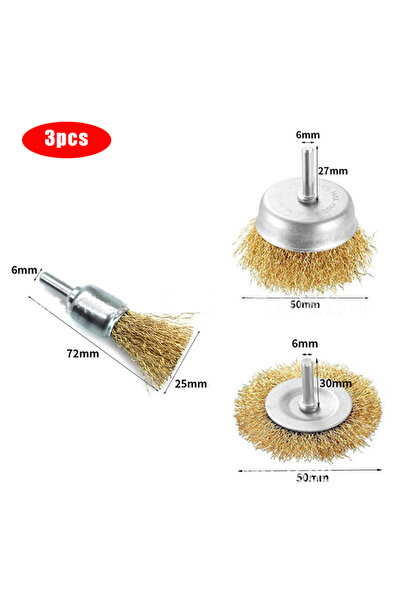 Choice 3 pcs Wire Brush Wheel Cup Brush Set,3/12 Pack Coarse Crimped 1/4 Inch...