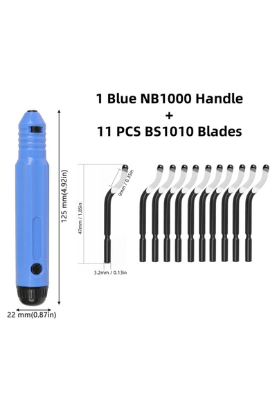 Choice9 NB1000 Blue Set NB1000 Deburring System Plastic Handle and 10PCS Vari...