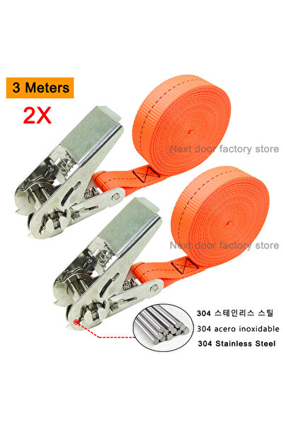 Choice عبوة من قطعتين، حزام ربط حمولة بطول 3 أمتار مع مشبك من الفولاذ المقاوم...