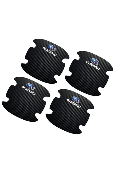 Choice ملصقات مقابض أبواب سيارات سوبارو سوداء اللون، 4 قطع، مصنوعة من ألياف ا...