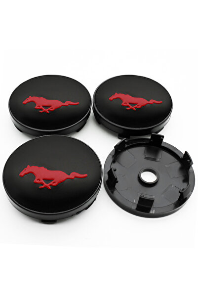 Choice أغطية مركزية لعجلات سيارة فورد موستانج حمراء مقاس 60 مم، 4 قطع (56 مم ...